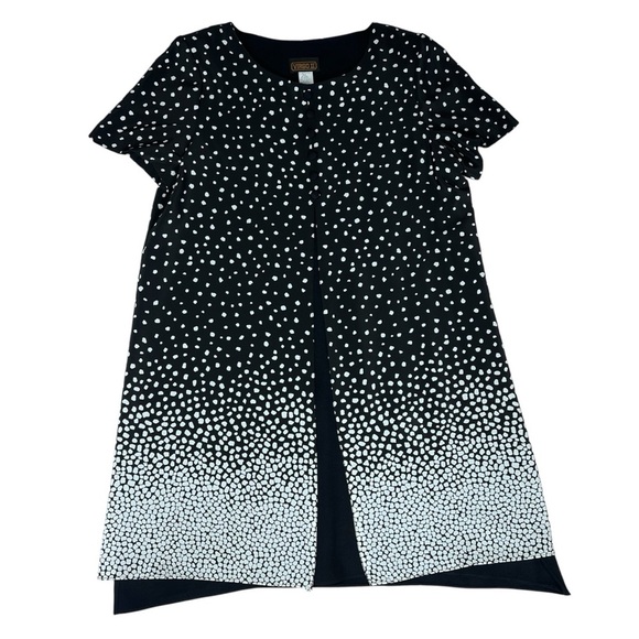 VTG VIRGO II Black White Polka Dot Overlay Short Sleeve Dress Women's Size 16 - Picture 1 of 16